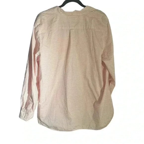 Garnet Hill pink and white stripe button front essential organic cotton - Picture 3 of 7